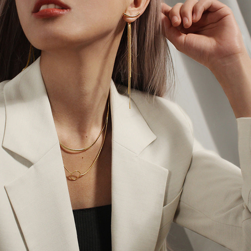 Metal Snake Bone Double-Sided Earrings