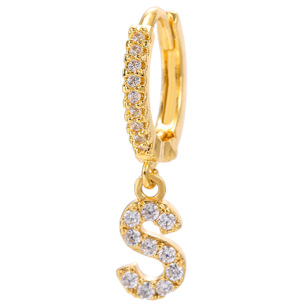 Taylor's Mini Hoop Crystal Pave Letter Earrings