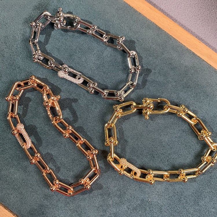 U-Shape Horseshoe Crystal Link Bracelet