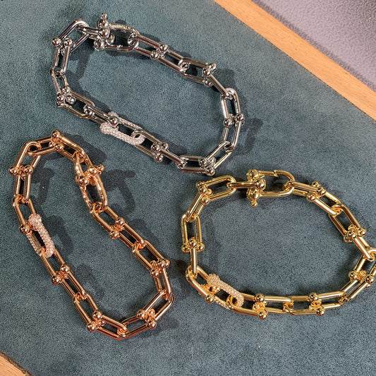 U-Shape Horseshoe Crystal Link Bracelet