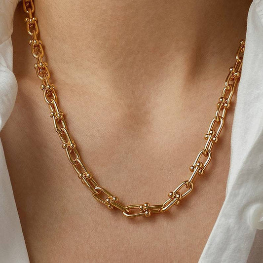 Long U-Shaped Horseshoe Necklace Thick (16 inches/40 cm)