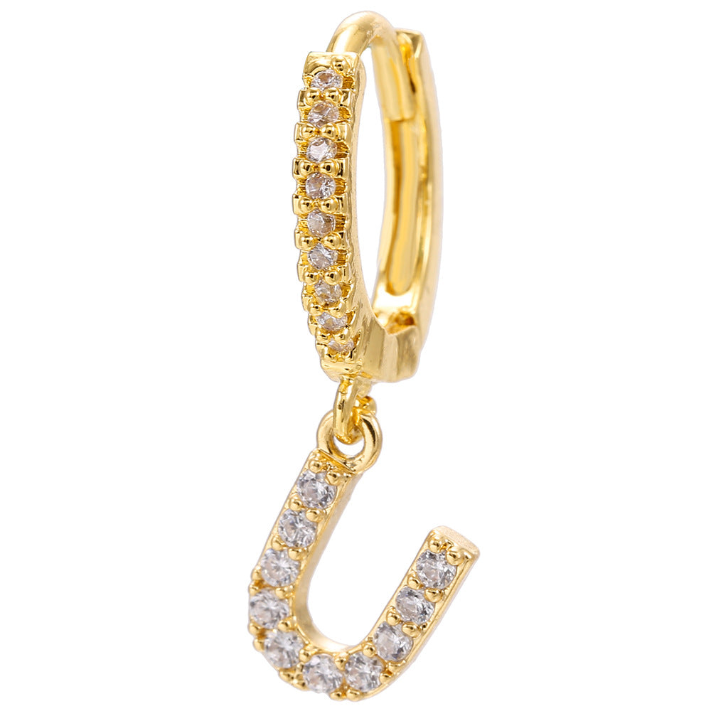 Taylor's Mini Hoop Crystal Pave Letter Earrings