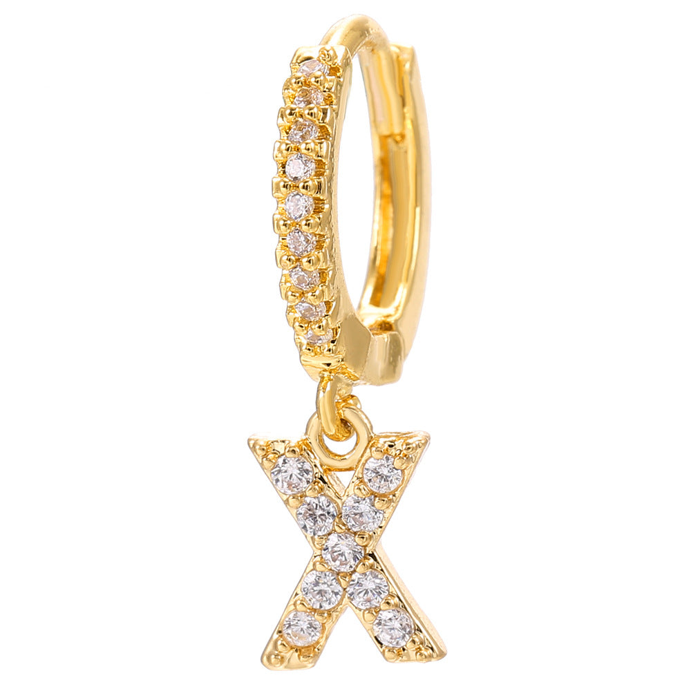 Taylor's Mini Hoop Crystal Pave Letter Earrings