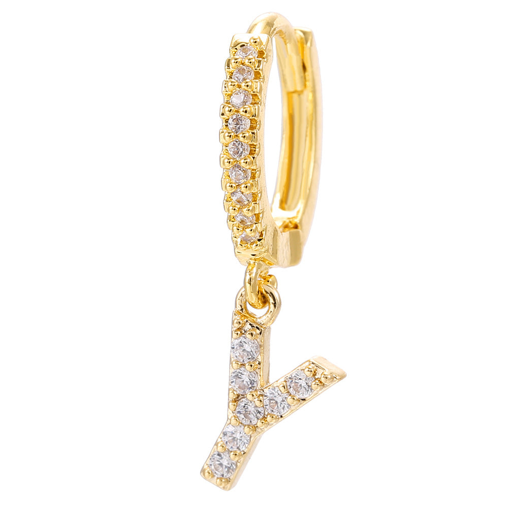 Taylor's Mini Hoop Crystal Pave Letter Earrings