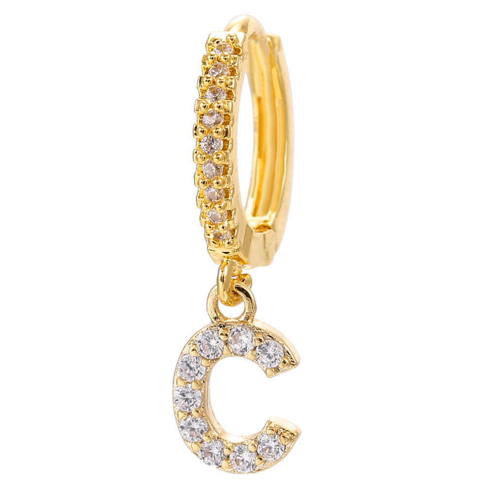 Taylor's Mini Hoop Crystal Pave Letter Earrings