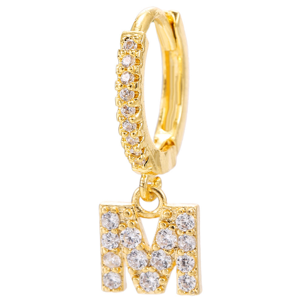 Taylor's Mini Hoop Crystal Pave Letter Earrings