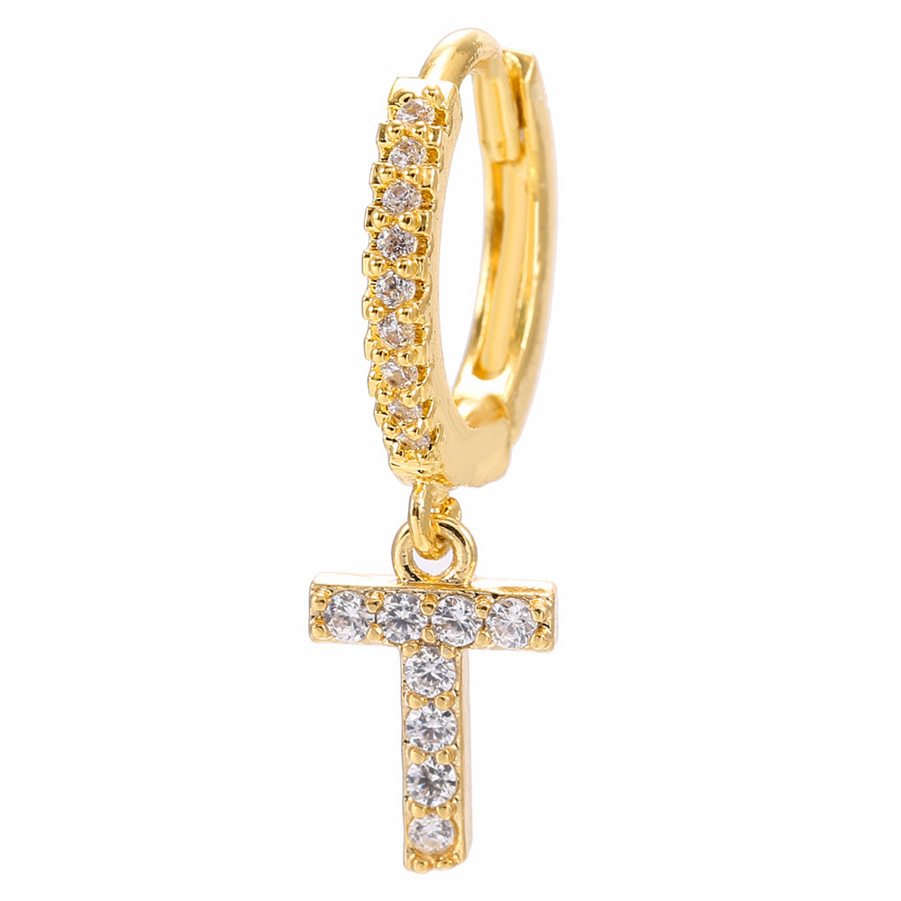 Taylor's Mini Hoop Crystal Pave Letter Earrings
