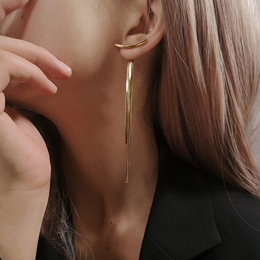 Metal Snake Bone Double-Sided Earrings
