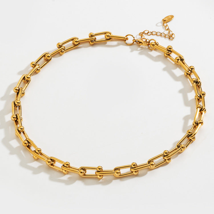 Long U-Shaped Horseshoe Necklace Thick (16 inches/40 cm)