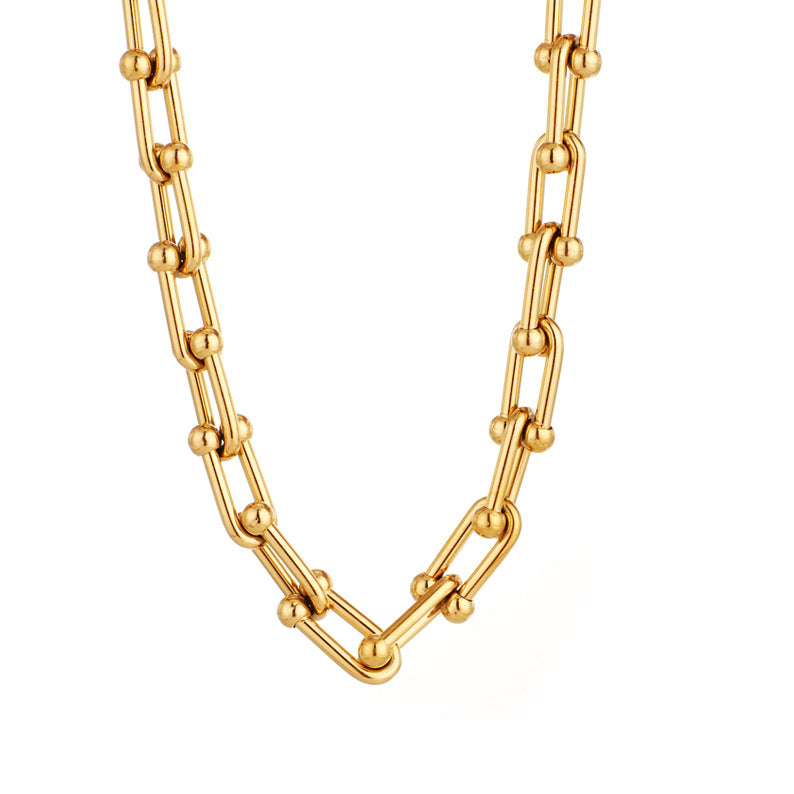 Long U-Shaped Horseshoe Necklace Thick (16 inches/40 cm)