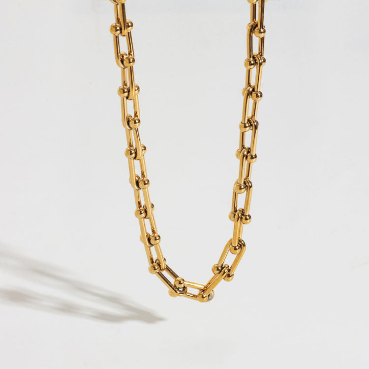 Long U-Shaped Horseshoe Necklace Thick (16 inches/40 cm)