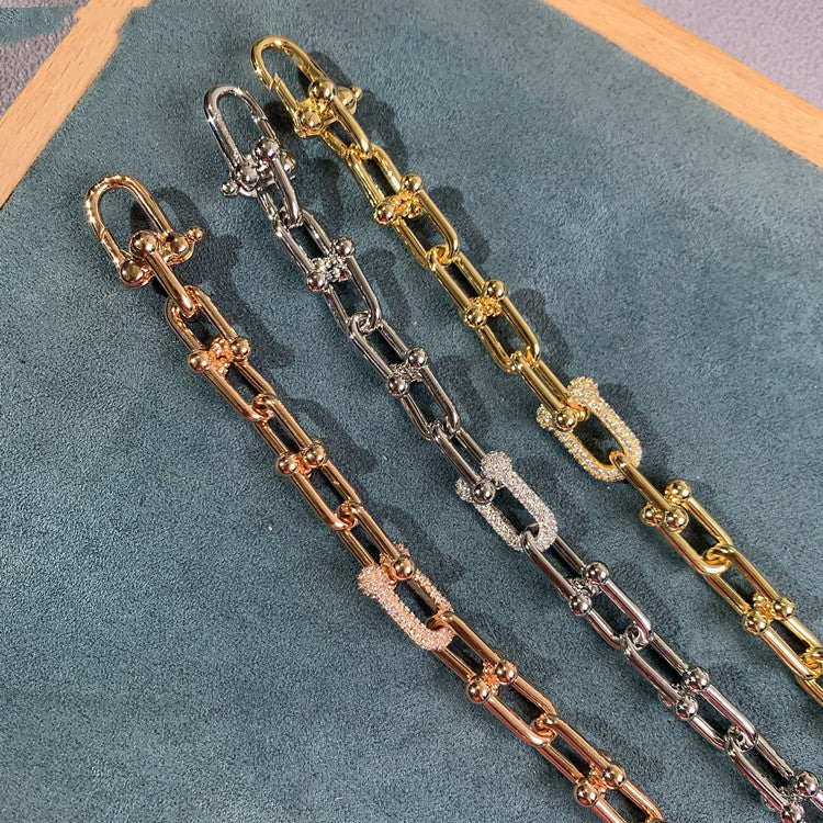 U-Shape Horseshoe Crystal Link Bracelet