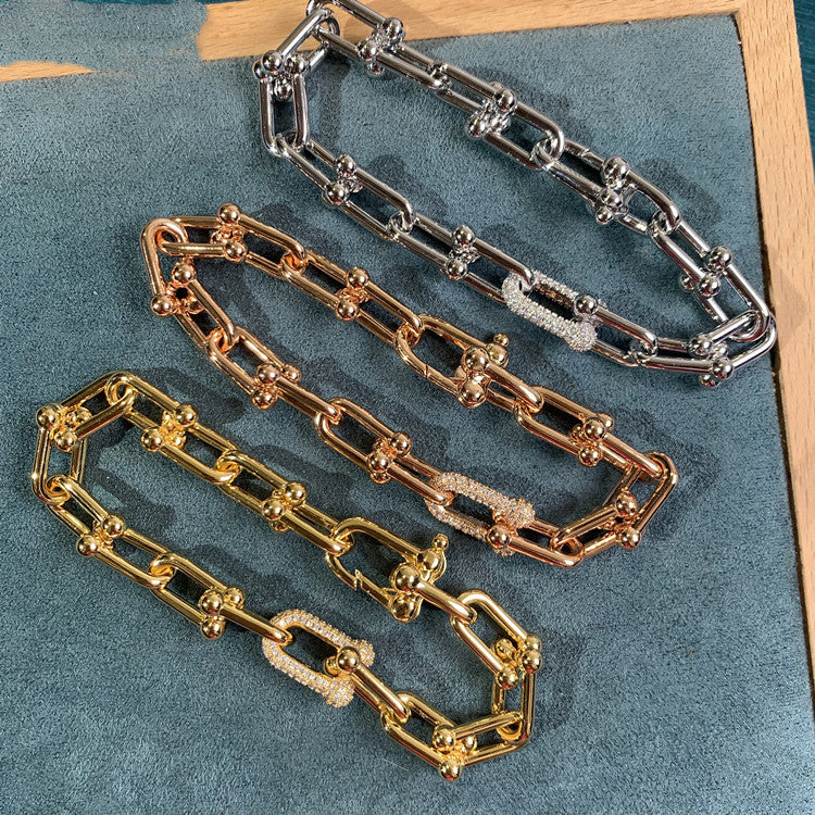 U-Shape Horseshoe Crystal Link Bracelet