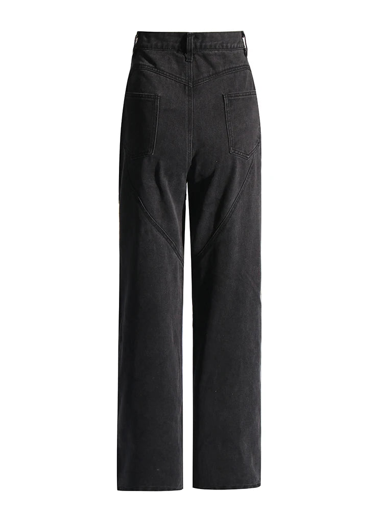 Black Denim Crystal-Slit Jeans