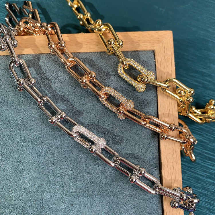 U-Shape Horseshoe Crystal Link Bracelet