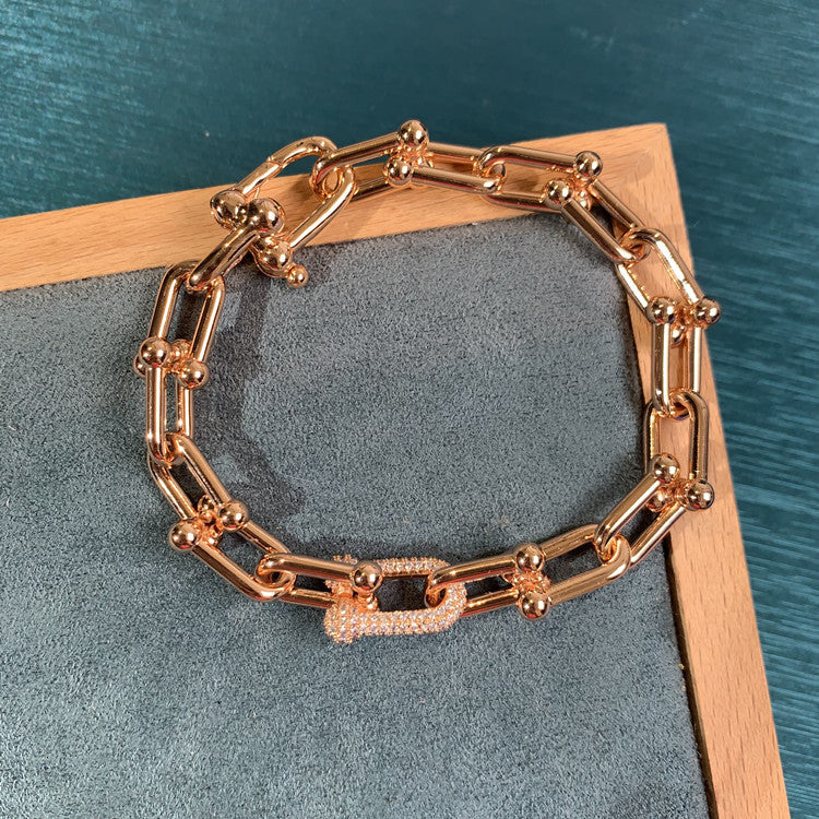 U-Shape Horseshoe Crystal Link Bracelet