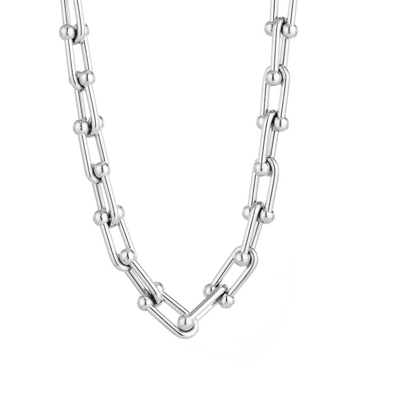 Long U-Shaped Horseshoe Necklace Thick (16 inches/40 cm)