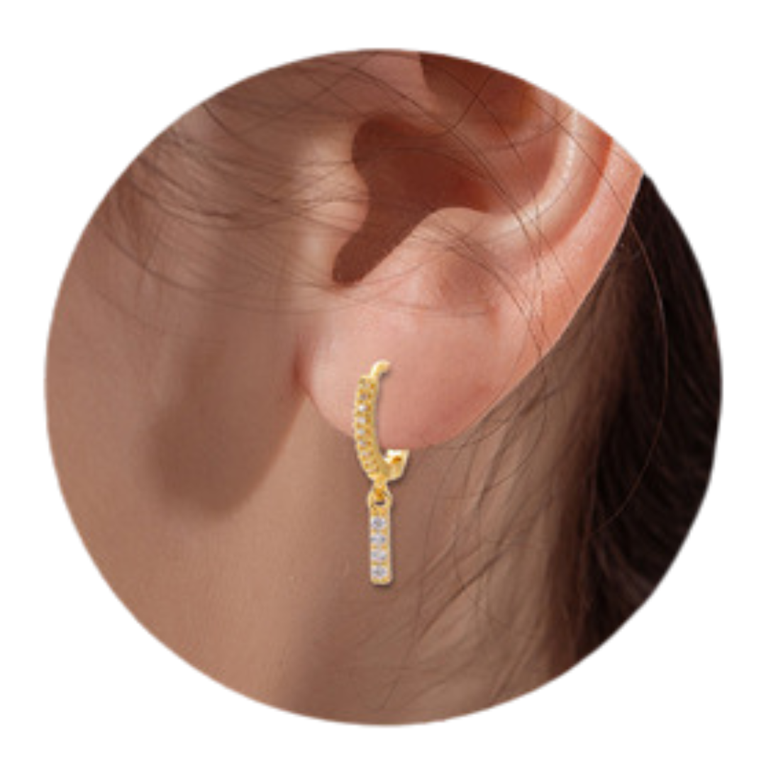 Taylor's Mini Hoop Crystal Pave Letter Earrings