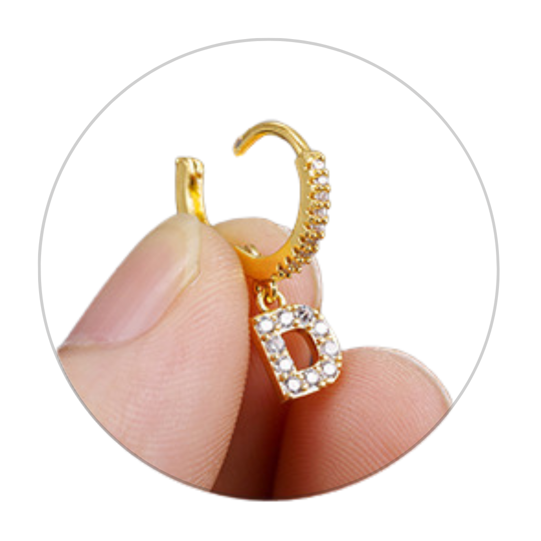 Taylor's Mini Hoop Crystal Pave Letter Earrings