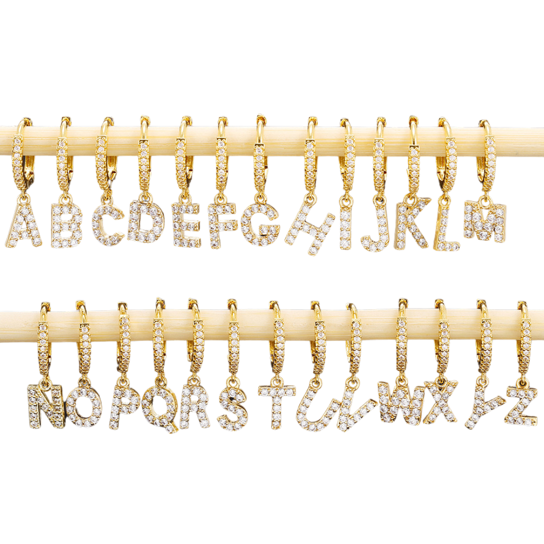 Taylor's Mini Hoop Crystal Pave Letter Earrings