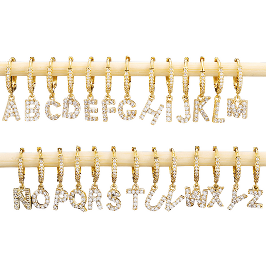 Taylor's Mini Hoop Crystal Pave Letter Earrings