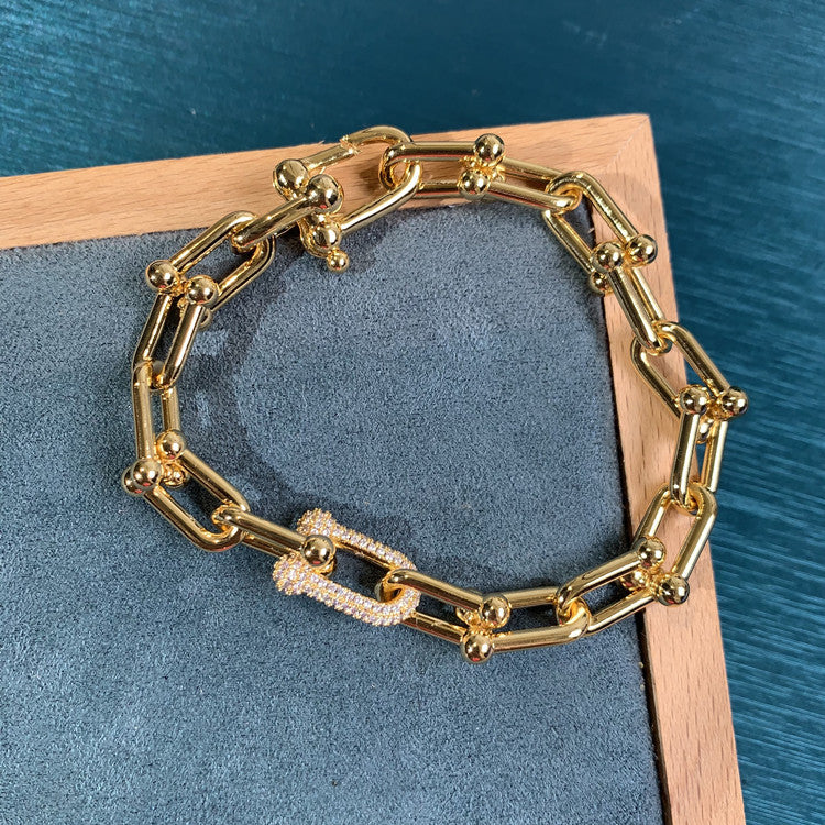 U-Shape Horseshoe Crystal Link Bracelet