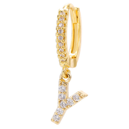 Taylor's Mini Hoop Crystal Pave Letter Earrings