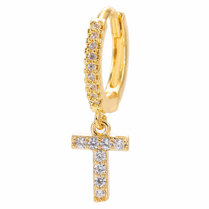 Taylor's Mini Hoop Crystal Pave Letter Earrings