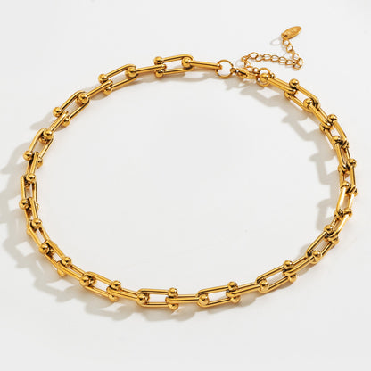 Long U-Shaped Horseshoe Necklace Thick (16 inches/40 cm)
