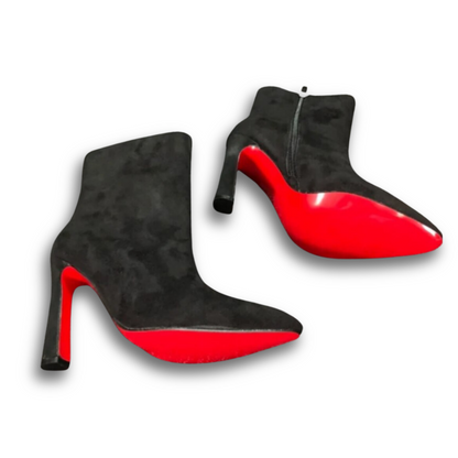 Taylor's Thick Heel Red-Bottom Suede Bootie