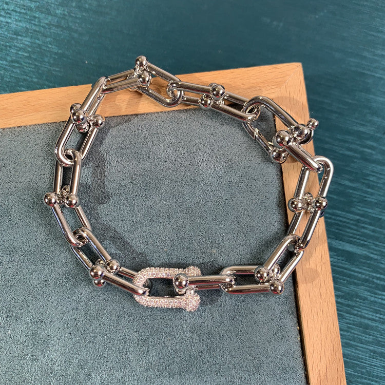 U-Shape Horseshoe Crystal Link Bracelet