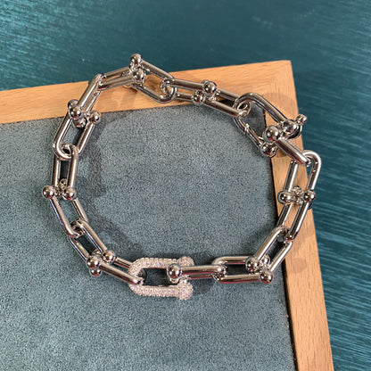 U-Shape Horseshoe Crystal Link Bracelet