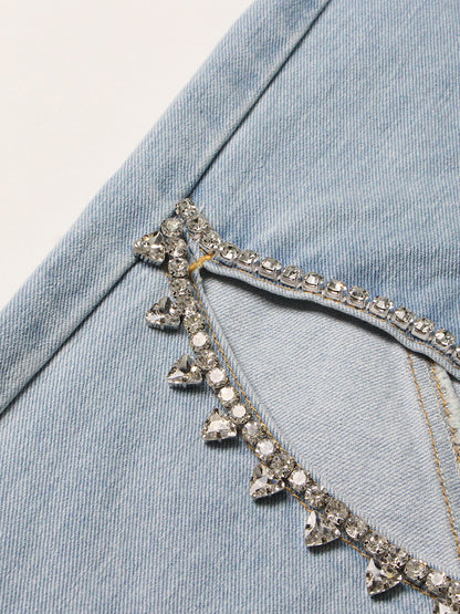 Tay's Crystal Slit Jeans Blue Denim
