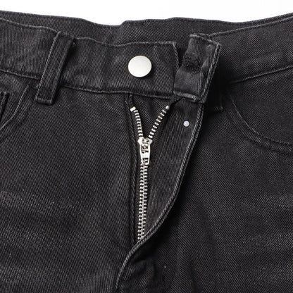 Black Denim Crystal-Slit Jeans