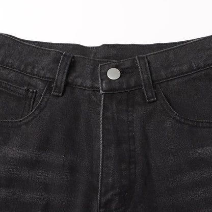Black Denim Crystal-Slit Jeans
