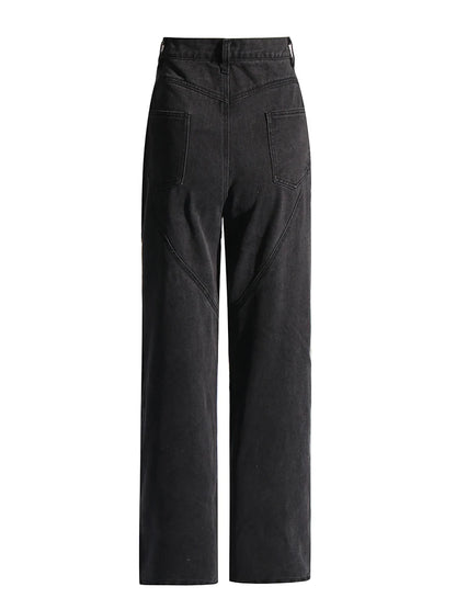 Black Denim Crystal-Slit Jeans