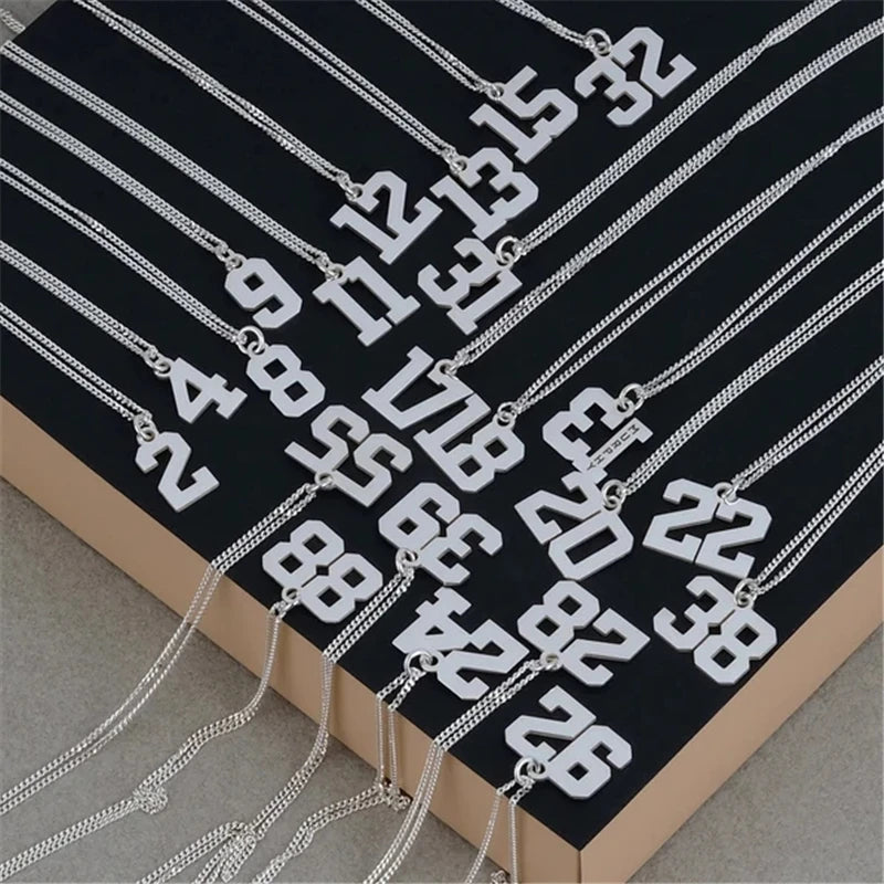 Varsity Number Necklace Gold or Silver