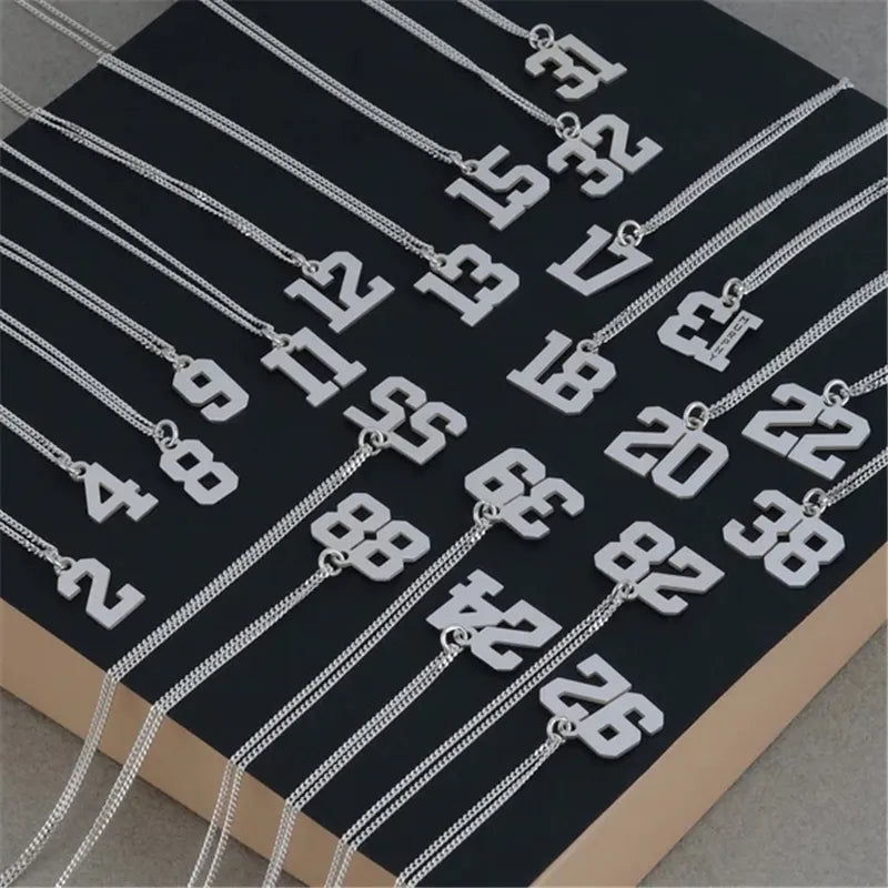 Varsity Number Necklace Gold or Silver