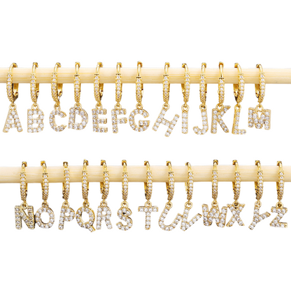 Taylor's Mini Hoop Crystal Pave Letter Earrings
