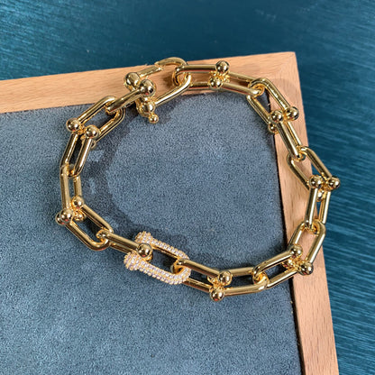 U-Shape Horseshoe Crystal Link Bracelet